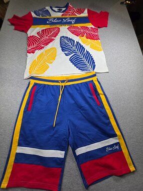 Blac Leaf Good Vibes Only 2PC Short Set Men's Shirt 3XL Shorts 2XL
